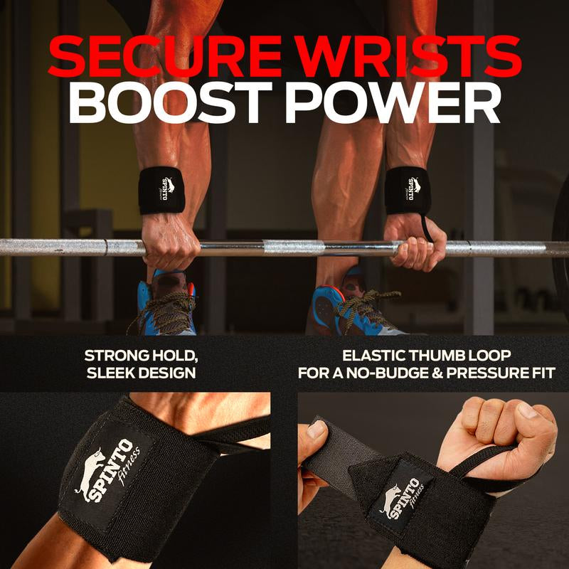 SPINTO Adjustable Wrist Wraps for Weightlifting & Fitness | Premium Durable Gym Support Straps | Compression Wraps for Powerlifting, Training & Crossfit