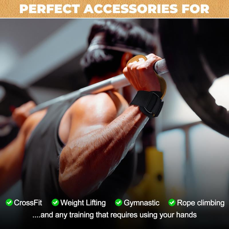 Leather Gymnastics Grips-3 Hole Pull up Grips with Wrist Support, Hand Grips for Cross Training Hand Protection - Grips for Gymnastics Bars Fitness Equipment