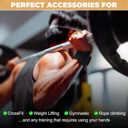 Leather Gymnastics Grips-3 Hole Pull up Grips with Wrist Support, Hand Grips for Cross Training Hand Protection - Grips for Gymnastics Bars Fitness Equipment