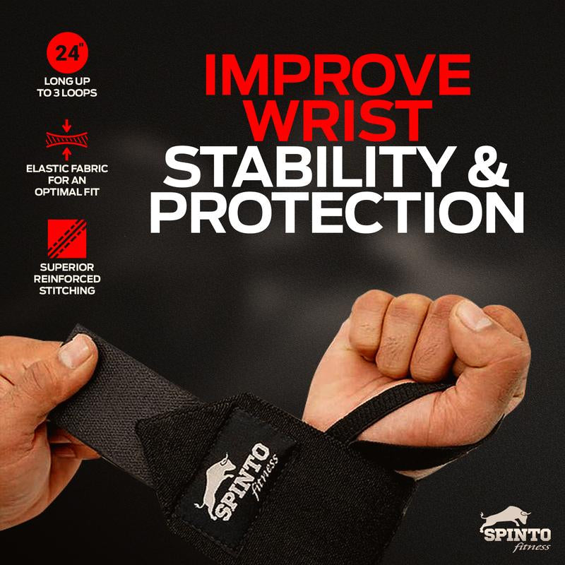 SPINTO Adjustable Wrist Wraps for Weightlifting & Fitness | Premium Durable Gym Support Straps | Compression Wraps for Powerlifting, Training & Crossfit